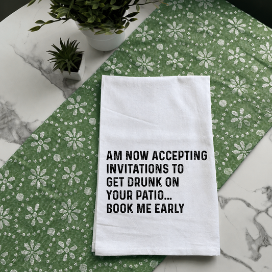 "Book Me Early" Kitchen Towel