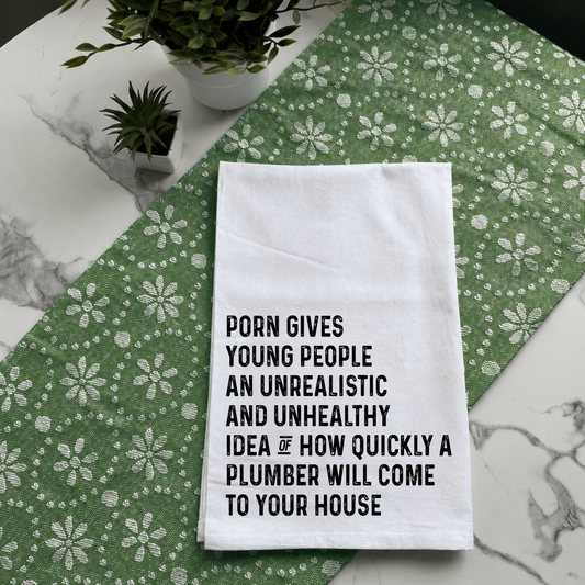 "Waiting on the Plumber" Kitchen Towel