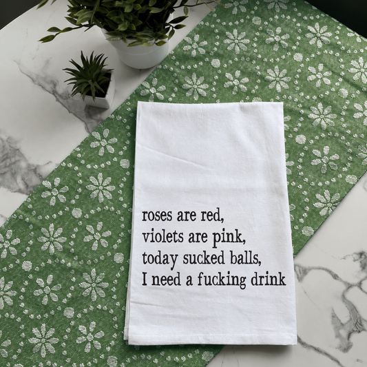 "Roses Are Red, Violets Are Pink" Kitchen Towel